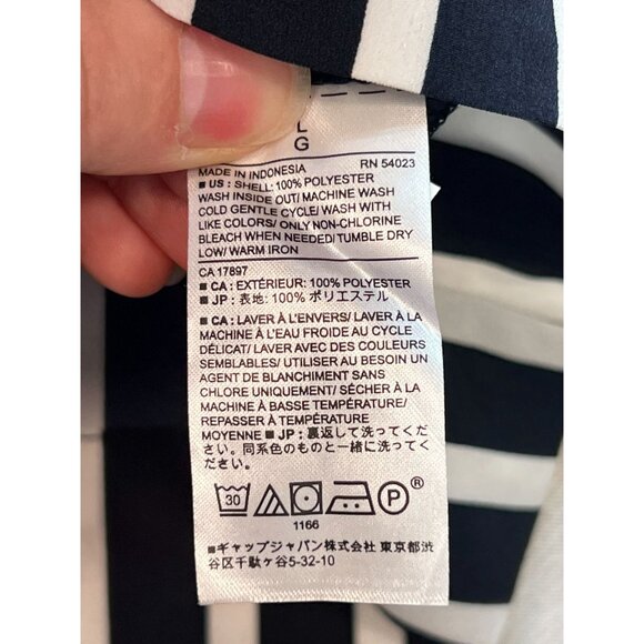 Banana Republic Women's Shoulder Button Top 3/4 Sleeve Size L Navy White Stripe - Picture 6 of 14